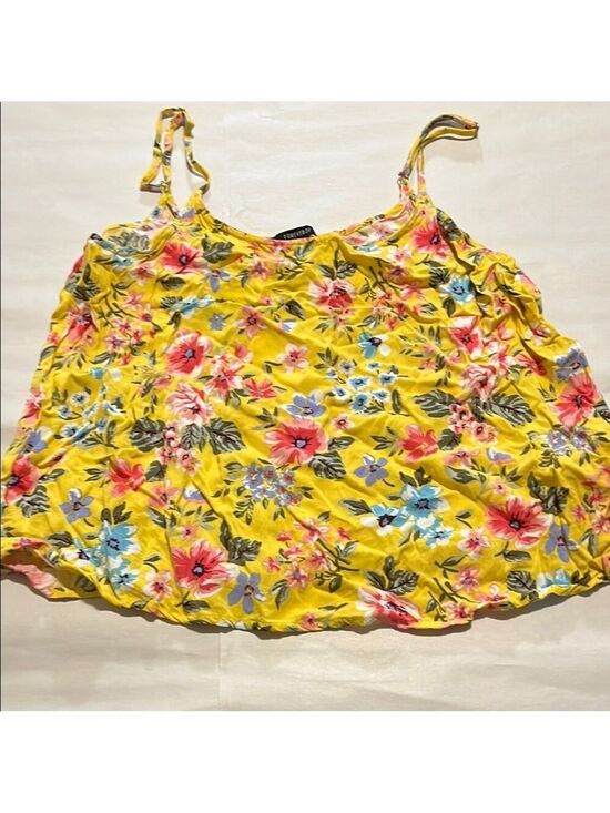 Forever 21 Tops - EUC Forever 21 Pink and Yellow Ruched Camisole Top